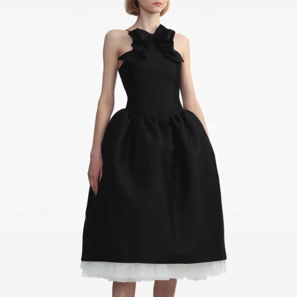 Shushu/Tong Bow Detail Flared Midi Dress